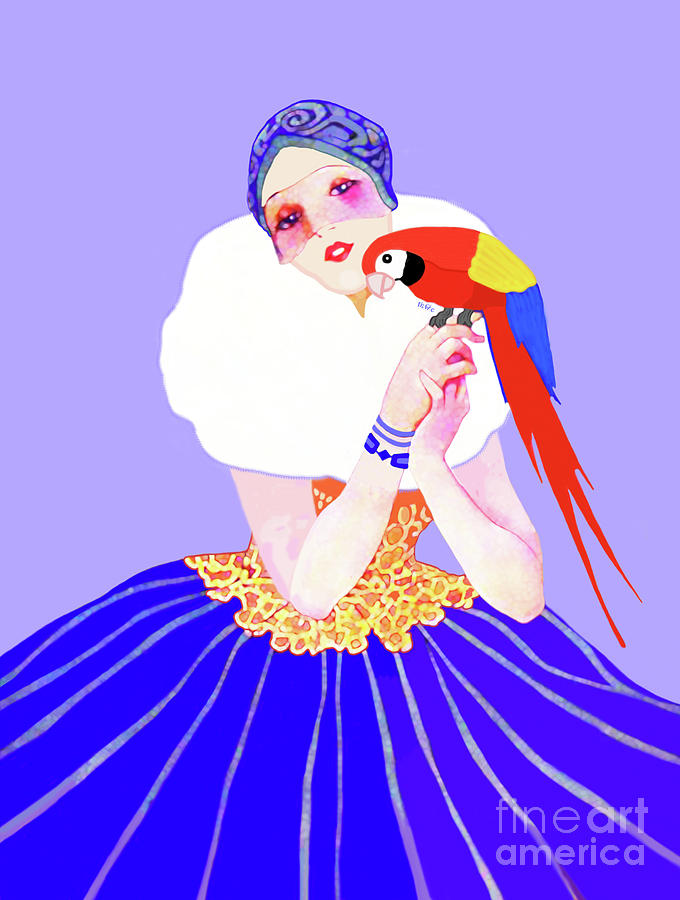 Vintage Dancer With Parrot by Marian Cates Vintage Dancer With Parrot by Marian Cates