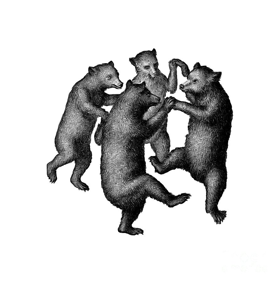 Vintage Dancing Bears Drawing by Edward Fielding