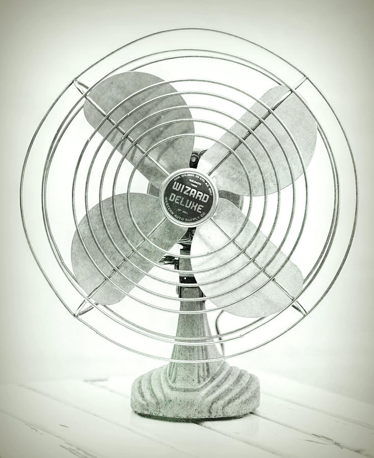 Vintage Electric Fan Black and White Photograph by Terry DeLuco