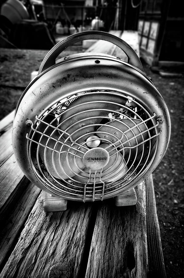 Black And White Photograph - Vintage Electric Heater with Fan in BW by YoPedro