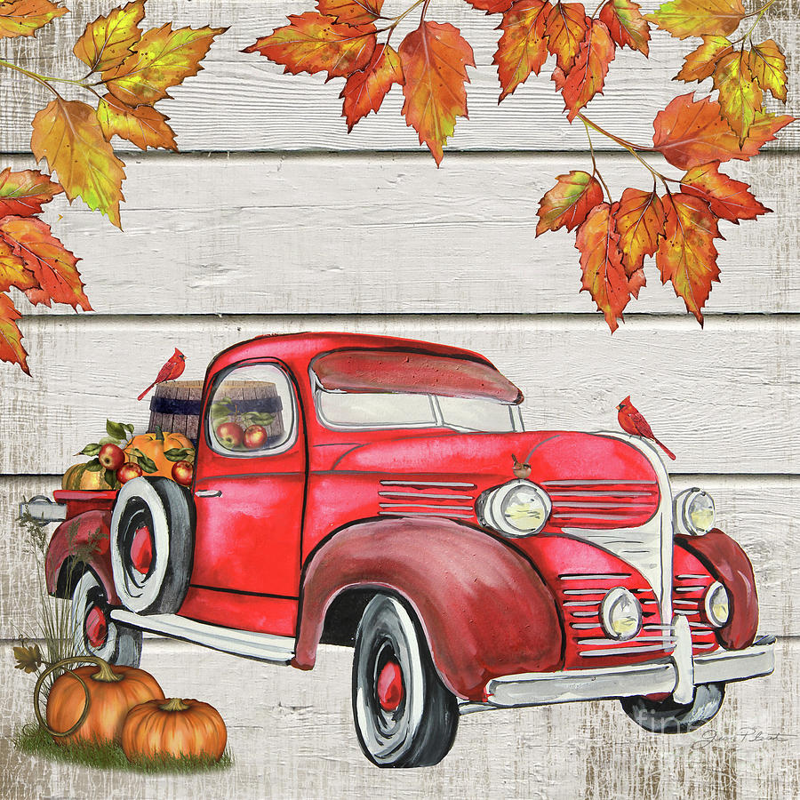Vintage Fall Truck-C Painting by Jean Plout