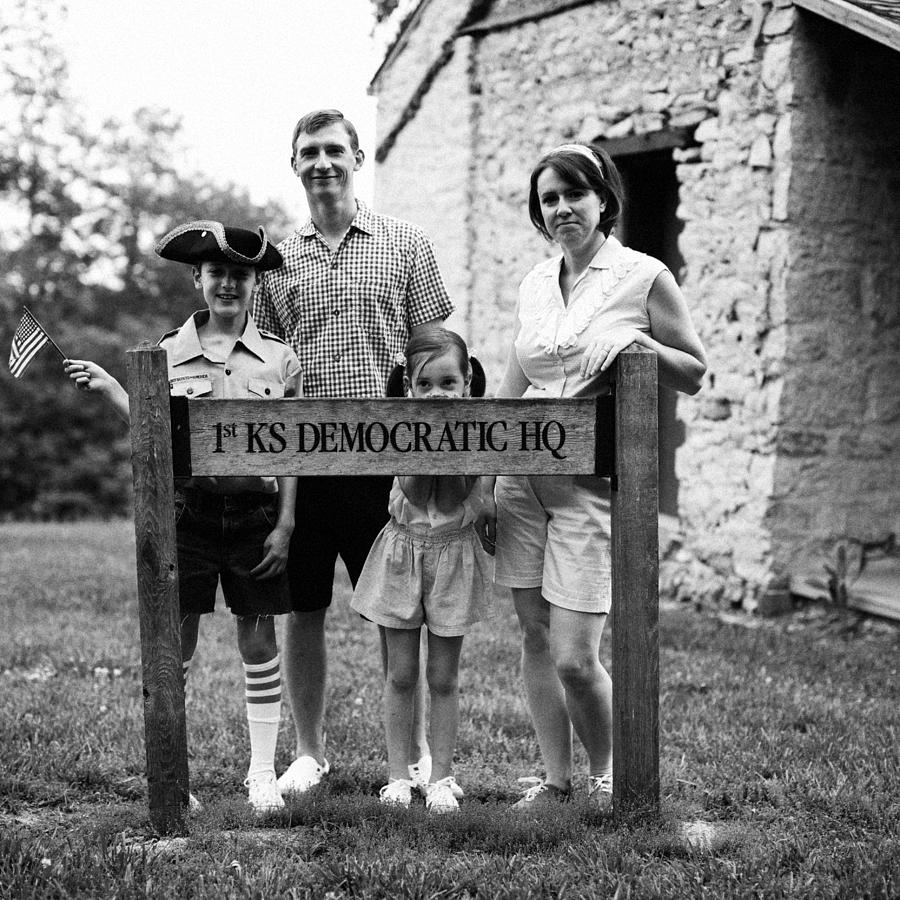 Vintage Photograph - Vintage Family With Sign At Stone by Gillham Studios
