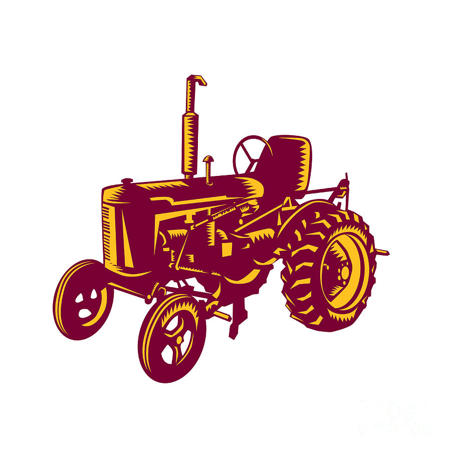 Vintage Farm Tractor Woodcut Digital Art by Aloysius Patrimonio - Fine ...