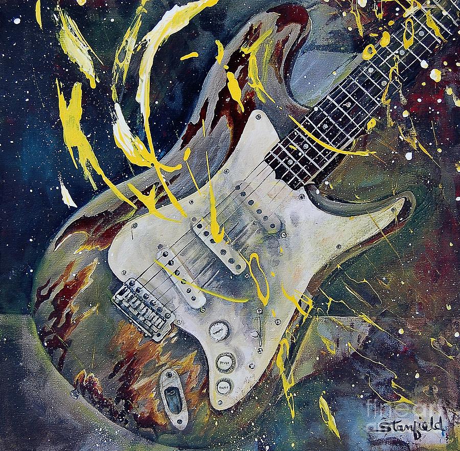 Vintage Fender Guitar Painting by Johnnie Stanfield