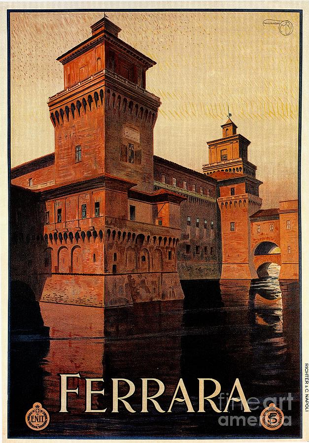 Vintage Ferrara Italian travel poster Digital Art by Heidi De Leeuw