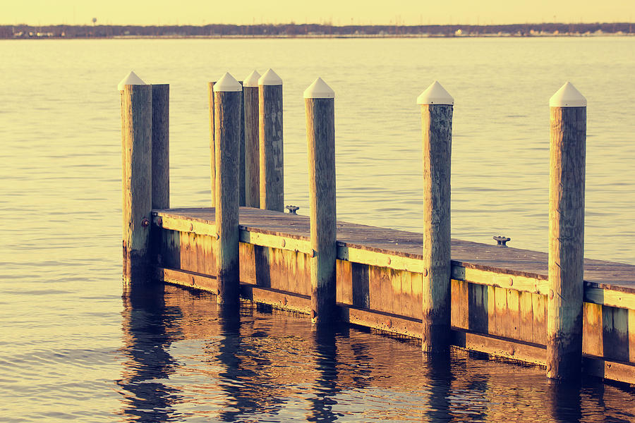 Vintage Film Look shot of a pier by the Barnegat Bay in New Jers Photograph by Kyle Lee