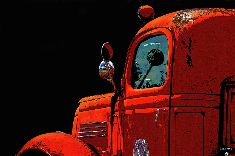 Vintage Fire Truck Poster Art Photograph by Lesa Fine