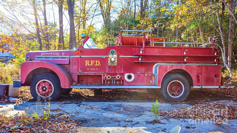 Vintage Fire Truck South Weare New Hampshire by Edward Fielding