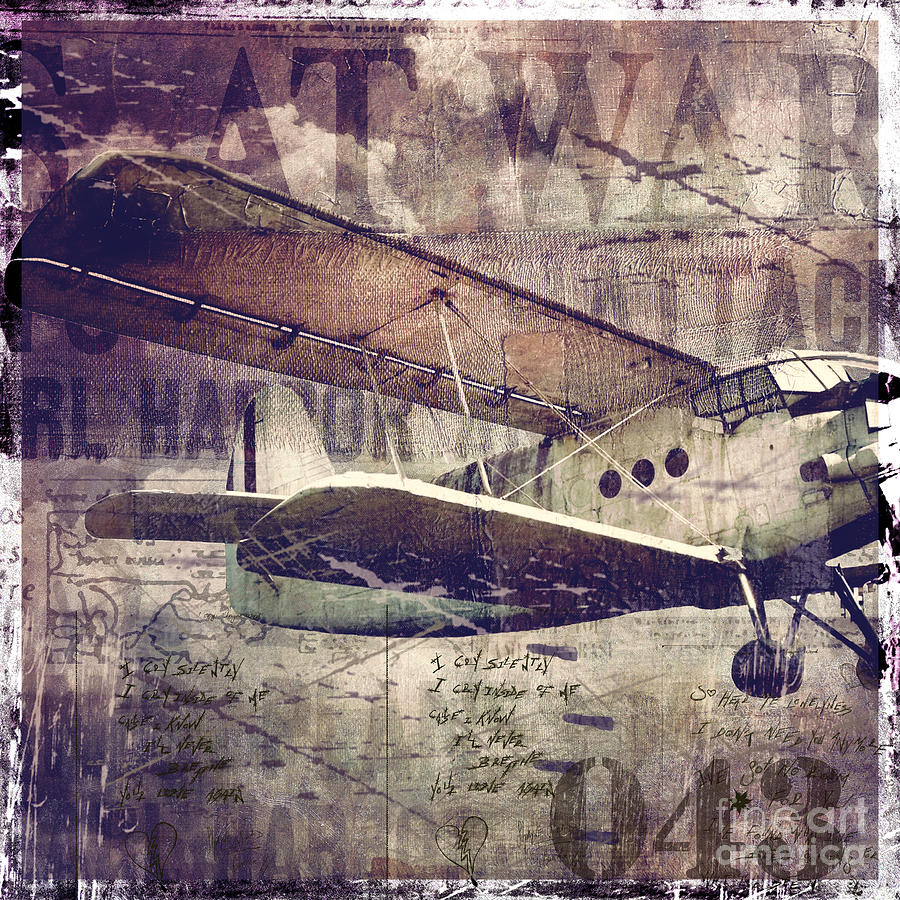Mancave Painting - Vintage Fixed Wing Airplane by Mindy Sommers