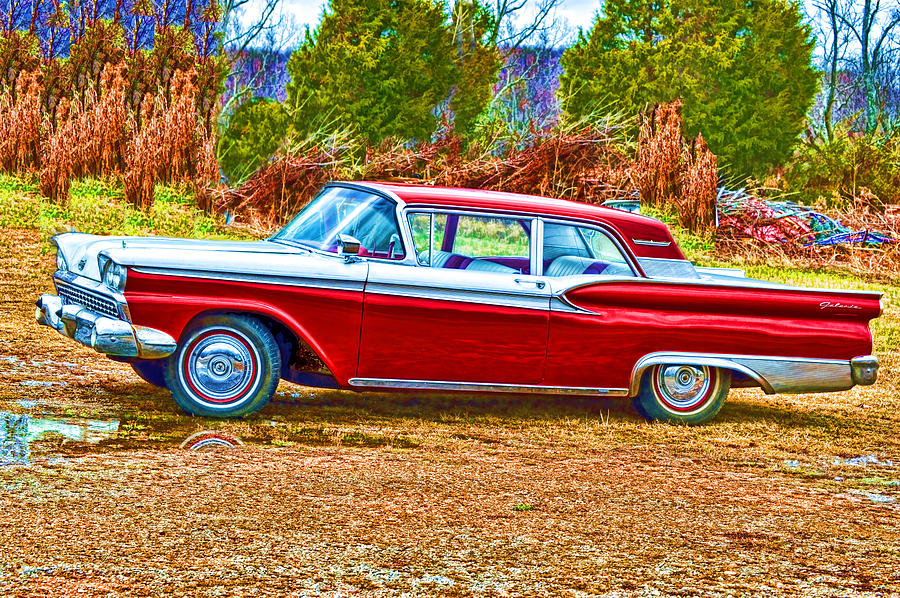 Vintage Ford Galaxie Mixed Media by Lesa Fine
