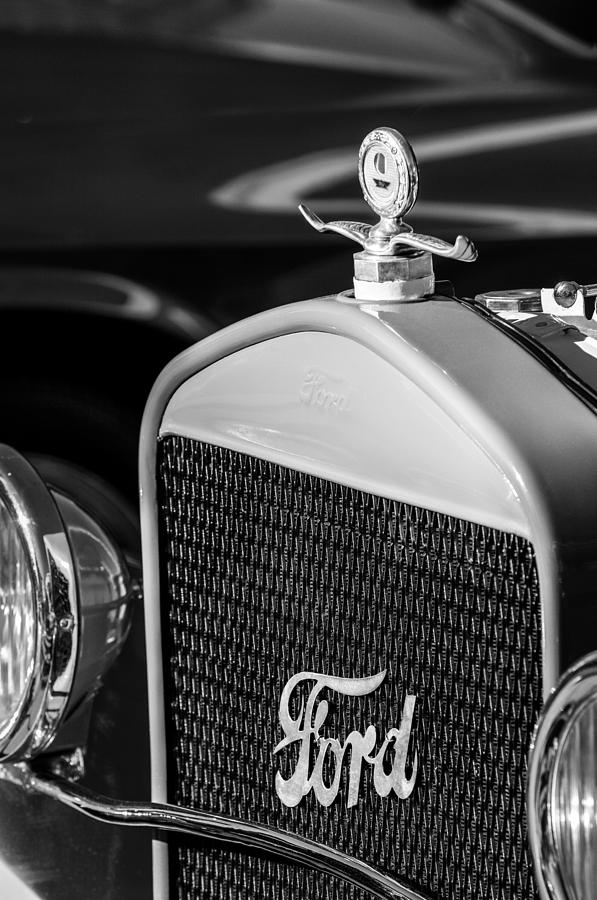 Vintage Ford Grille -0007bw Photograph by Jill Reger