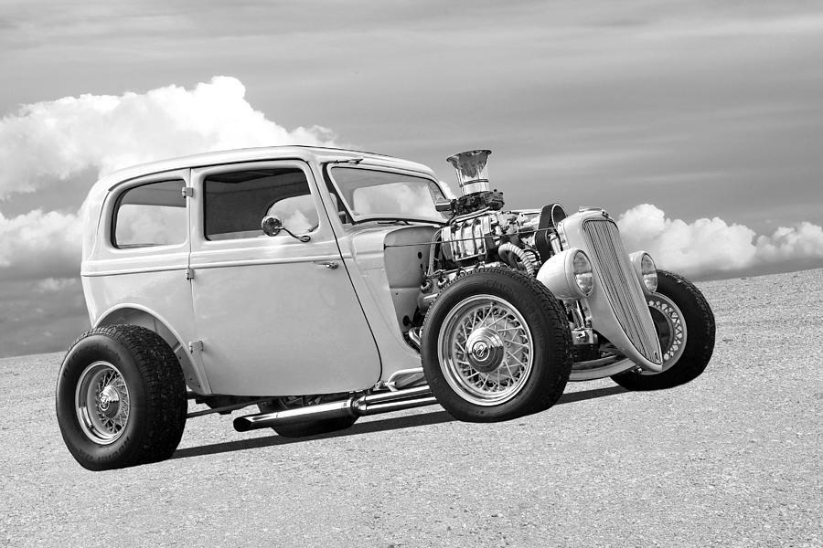 Vintage Ford Hot Rod in Black and White Photograph by Gill Billington