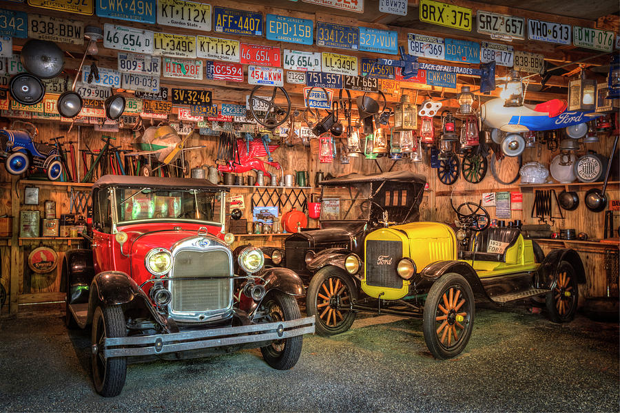Vintage Fords Collectibles Photograph by Debra and Dave Vanderlaan