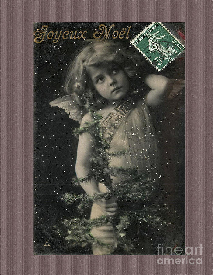 Vintage French Christmas Postcard Digital Art by Melissa Messick