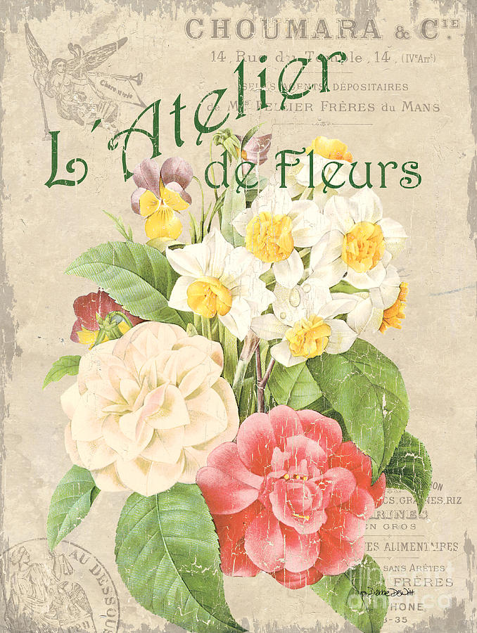 Vintage French Flower Shop 1 Painting by Debbie DeWitt