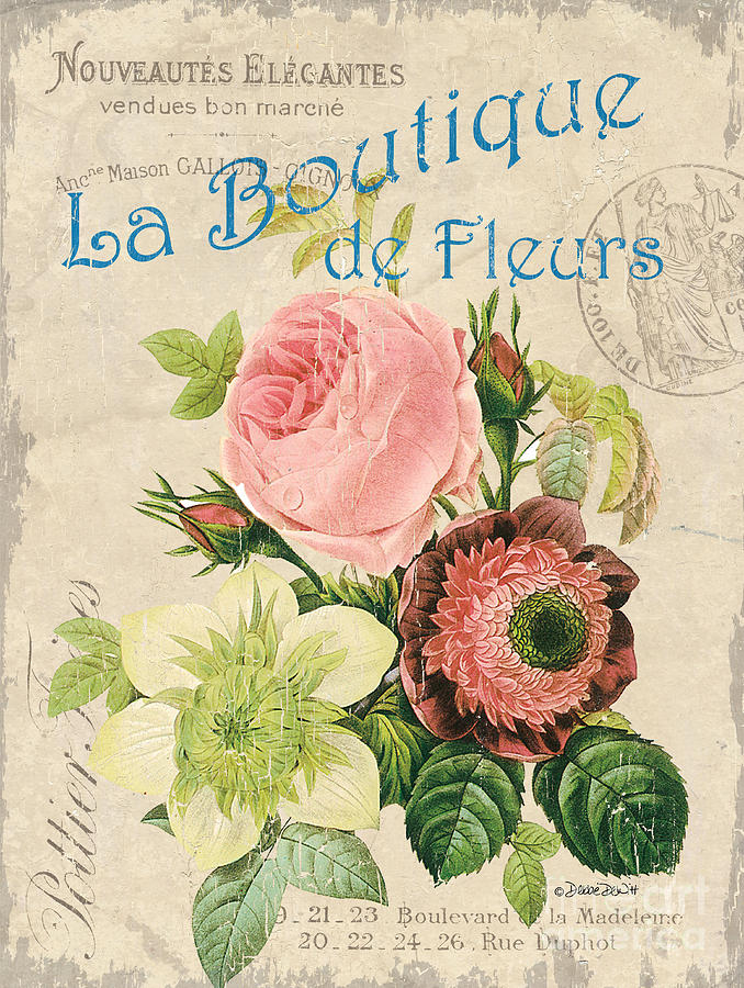 Vintage French Flower Shop 2 Painting by Debbie DeWitt
