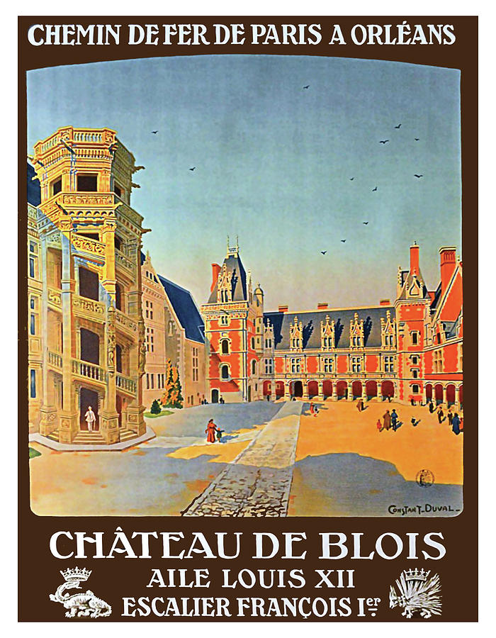 Vintage french poster, Chateau de Blois Painting by Long Shot