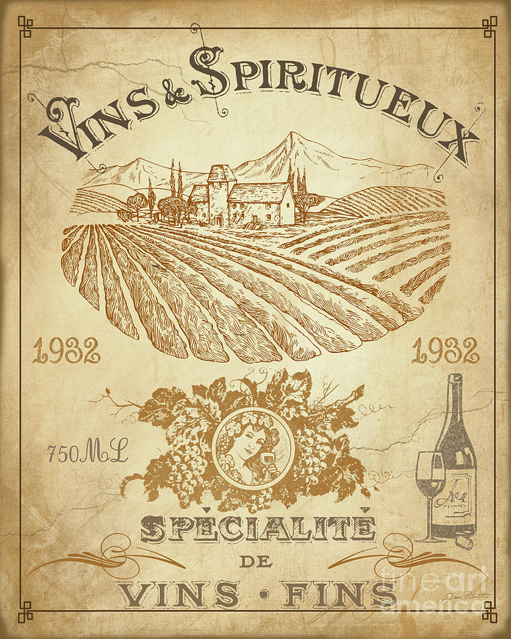 Vintage French Wine Label-JP3973 Digital Art by Jean Plout