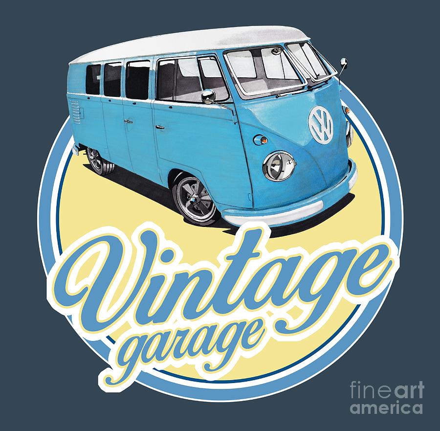 Vintage Digital Art - Vintage Garage Bus by Paul Kuras