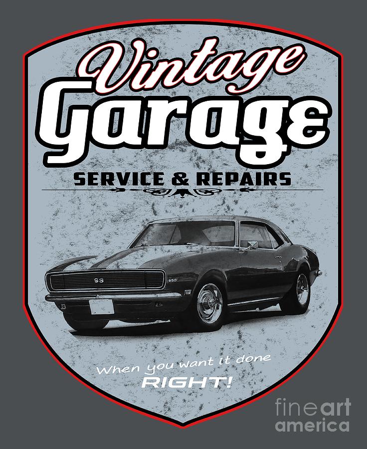 Vintage Digital Art - Vintage Garage Camaro by Paul Kuras
