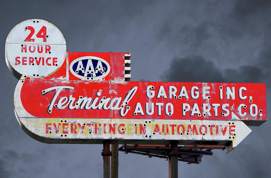 Vintage Garage Sign Photograph by Sharon Popek