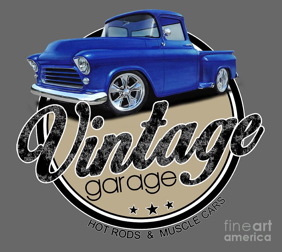 Vintage Digital Art - Vintage Garage Trucks by Paul Kuras