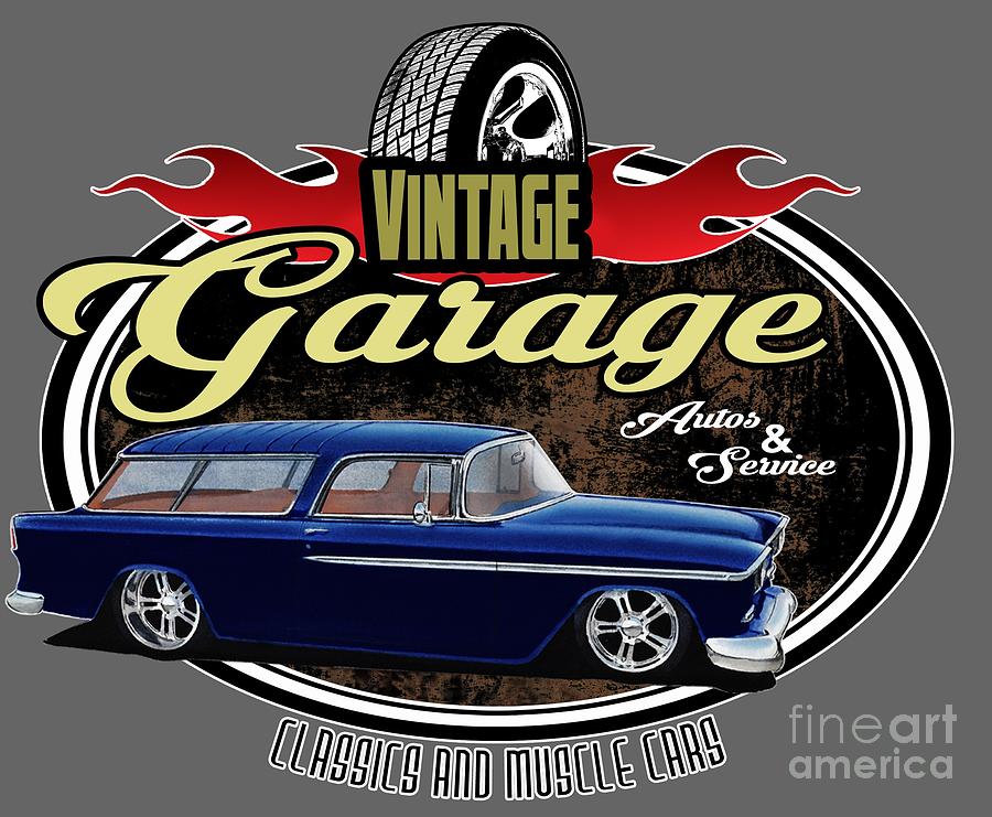 Vintage Digital Art - Vintage Garage with Nomad by Paul Kuras