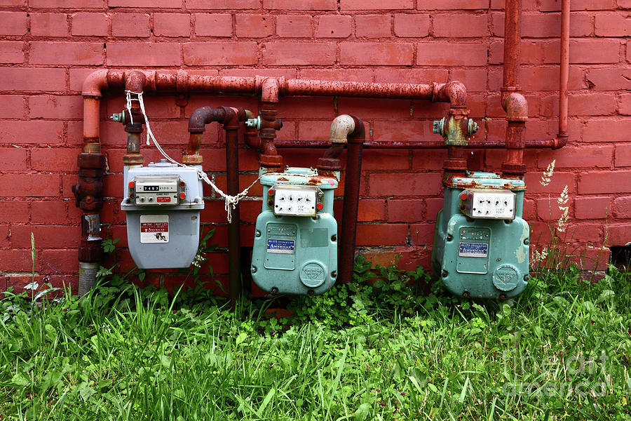Vintage Gas Meters Photograph by James Brunker