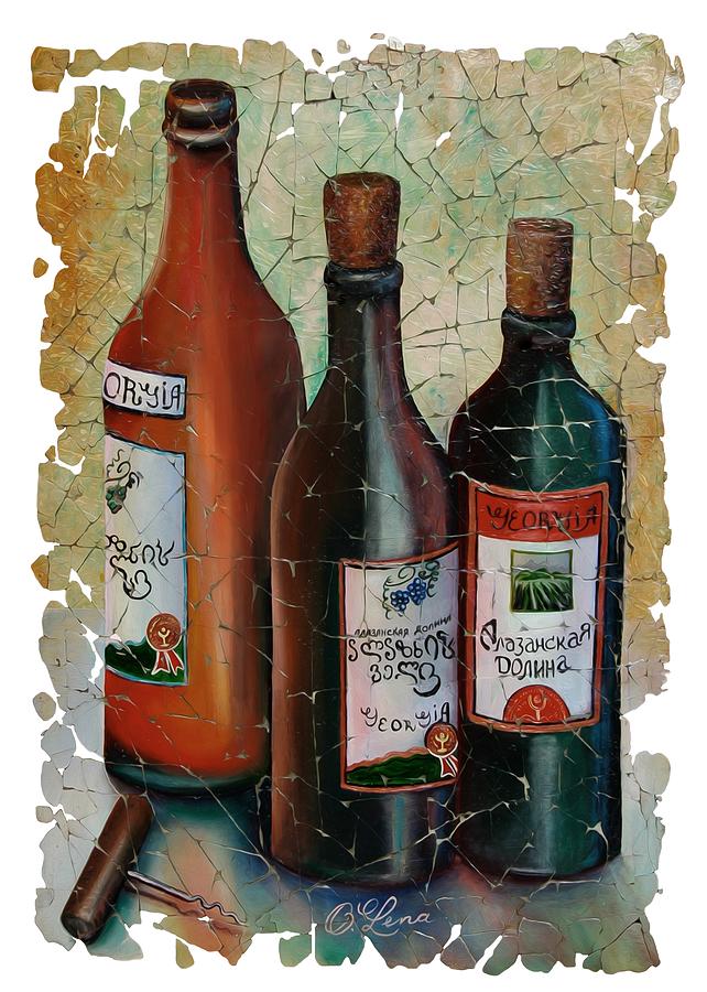 Vintage Georgian Wine Fresco Digital Art by OLena Art