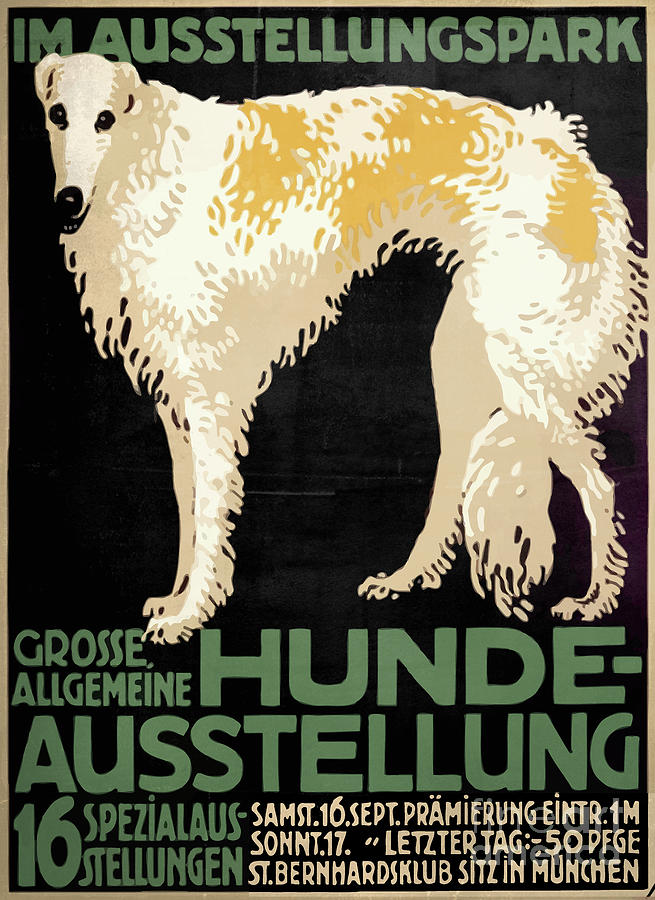 Vintage German Dog Poster Painting by Mindy Sommers