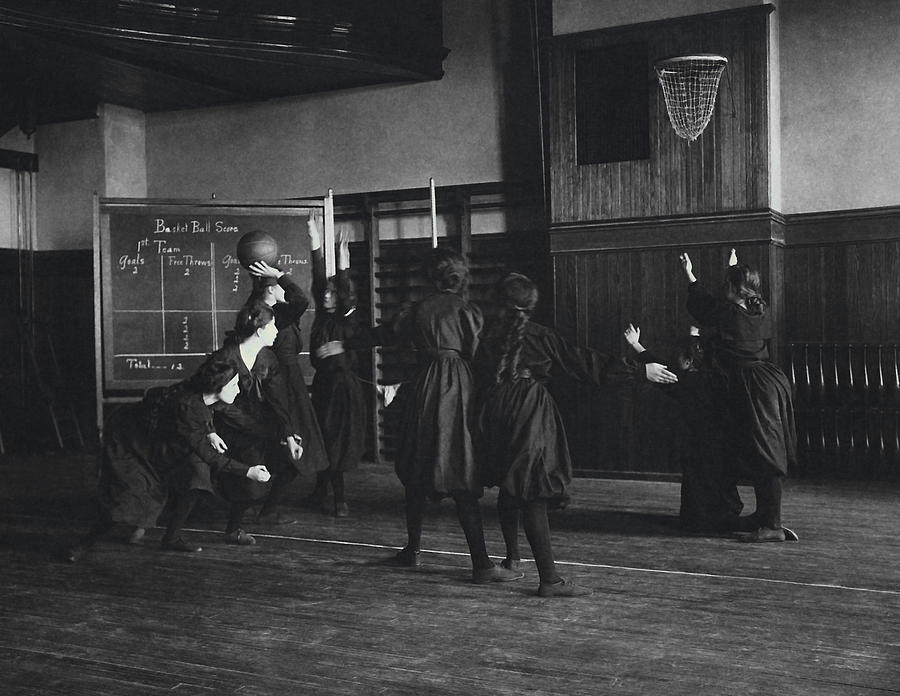 Vintage Girls Playing Basketball - 1899 Photograph