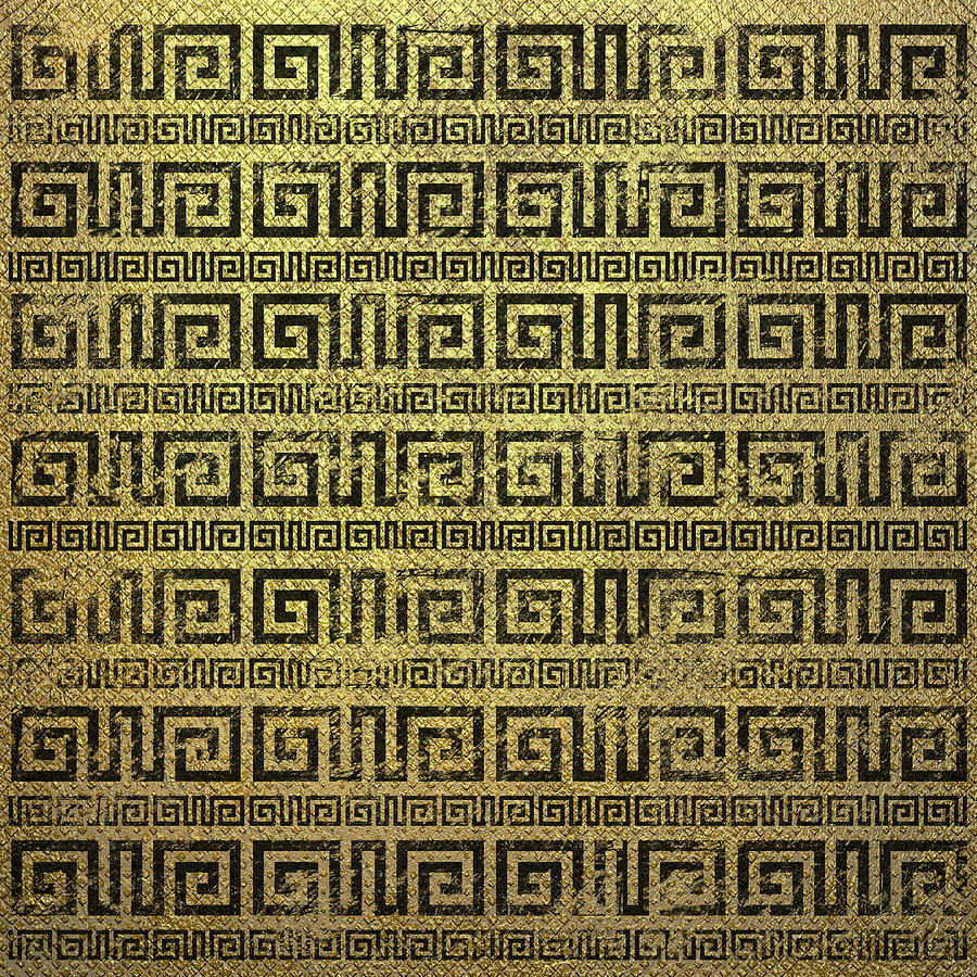 Vintage Gold Greek Meander Pattern Digital Art by Creativemotions