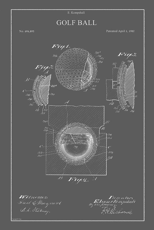 Vintage Golf Ball Patent Drawing by Vintage Pix