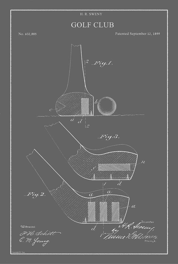 Vintage Golf Club Patent Drawing by Vintage Pix