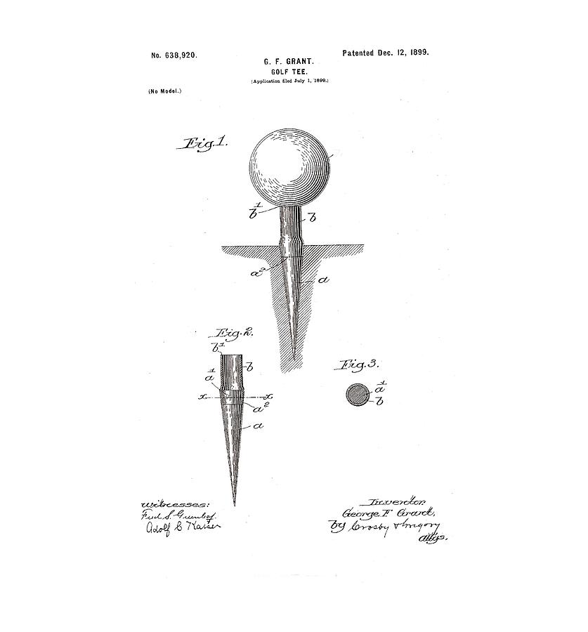 Vintage Golf Tee Patent 1899 Digital Art by Bill Cannon