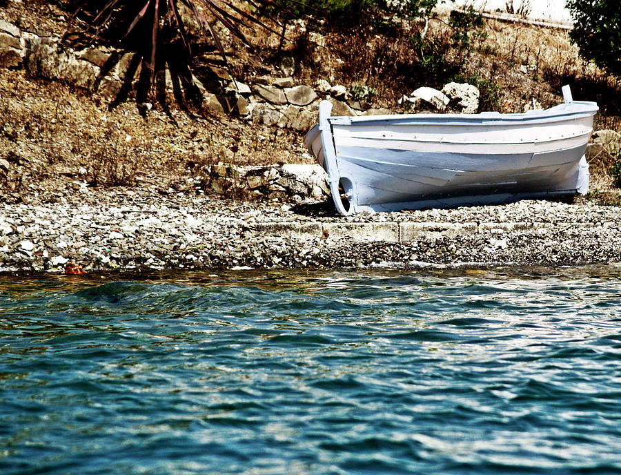 Boat Photograph - Vintage grey boat so close so far by Pedro Cardona Llambias
