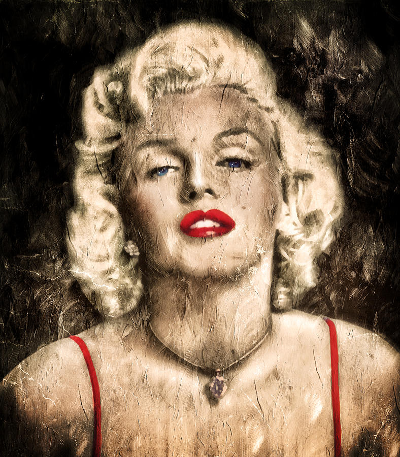 Vintage Grunge Goddess Marilyn Monroe  Painting by Georgiana Romanovna