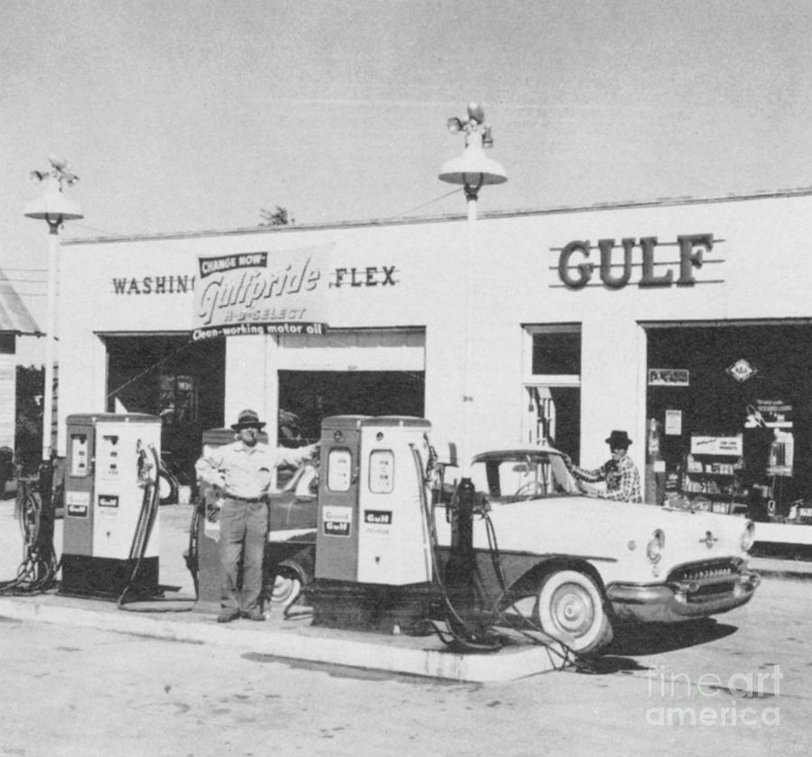 Vintage Gulf Gas Station Photograph