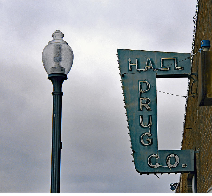 Vintage Hall Drug Co. Sign Photograph by DB Hayes