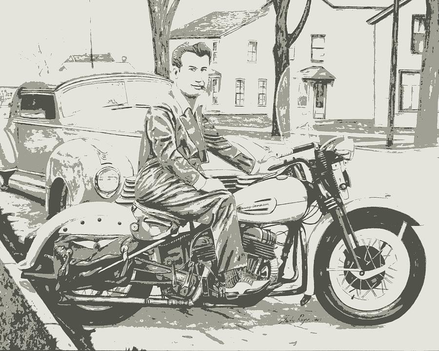 Vintage Digital Art - Vintage Harley by Charles Rogers