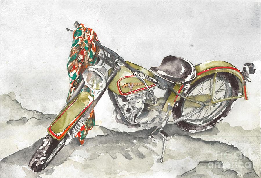 Vintage Harley Painting by Norah Daily