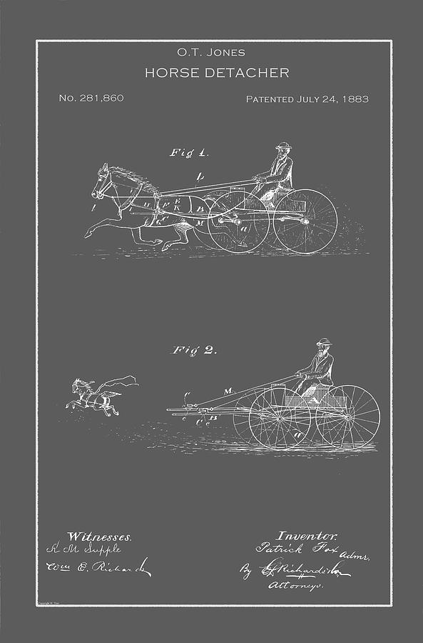 Vintage Horse Detacher Patent Drawing by Vintage Pix