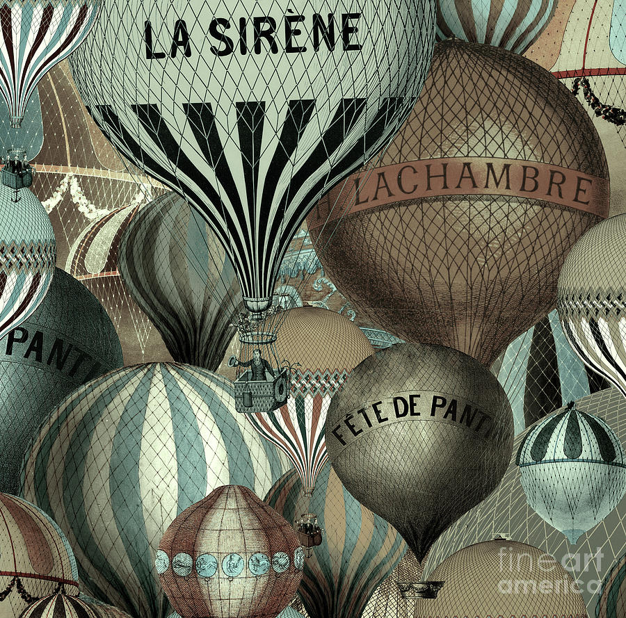 vintage hot air balloon art