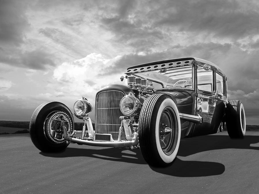 Vintage Hot Rod in Black and White Photograph by Gill Billington
