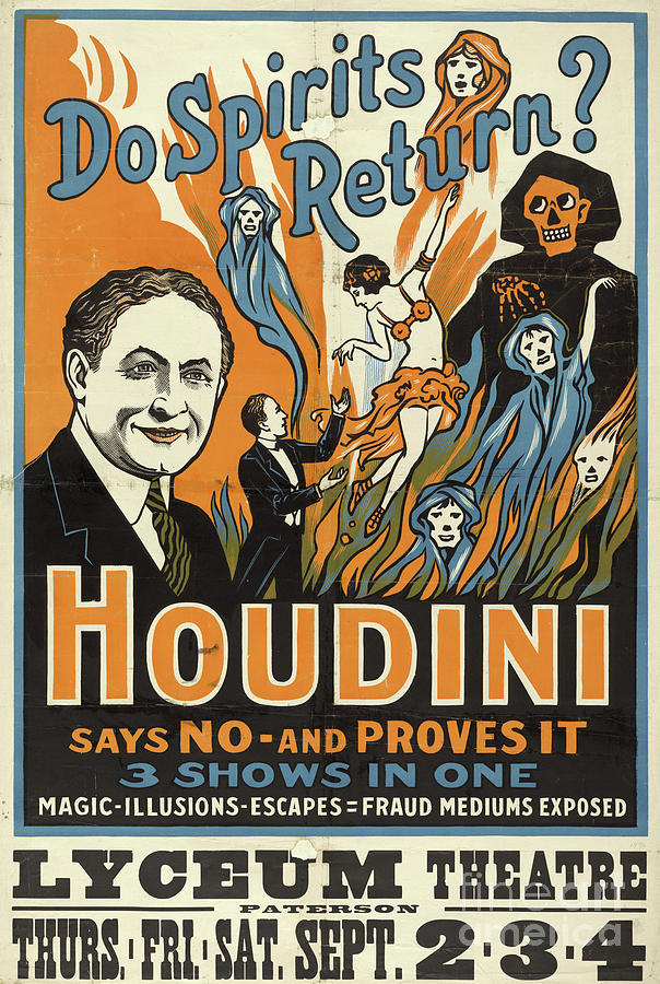 Vintage Painting - Vintage Houdini Show Poster Circa 1909  by American School