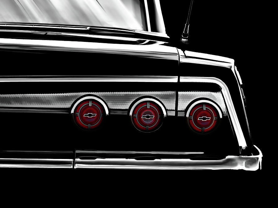 Transportation Digital Art - Vintage Impala Black and White by Douglas Pittman