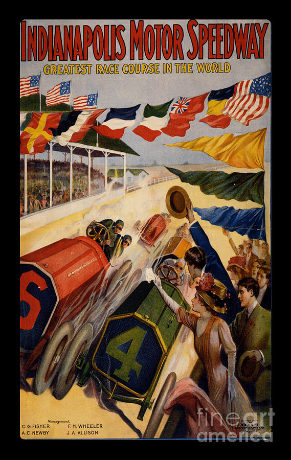 Vintage Indianapolis Motor Speedway Poster Painting by Edward Fielding