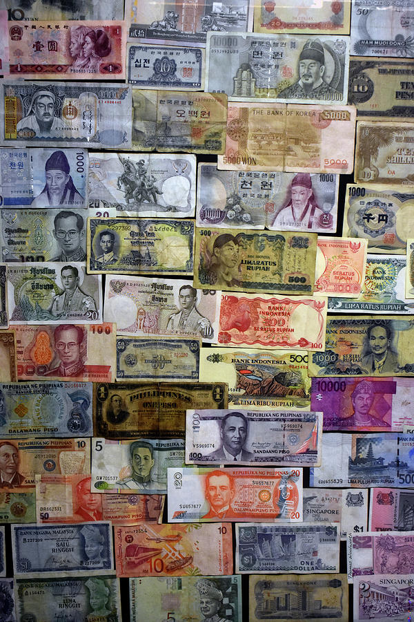 Vintage International Paper Money Collage Vertical 03 Photograph by Thomas Woolworth