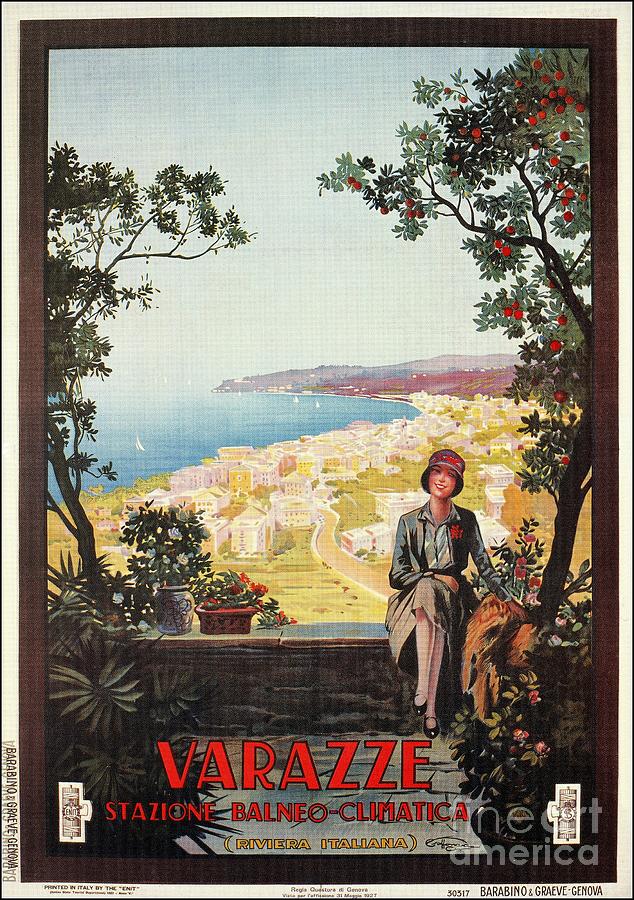 Vintage Italy Italian travel Varazze Riviera Digital Art by Heidi De Leeuw