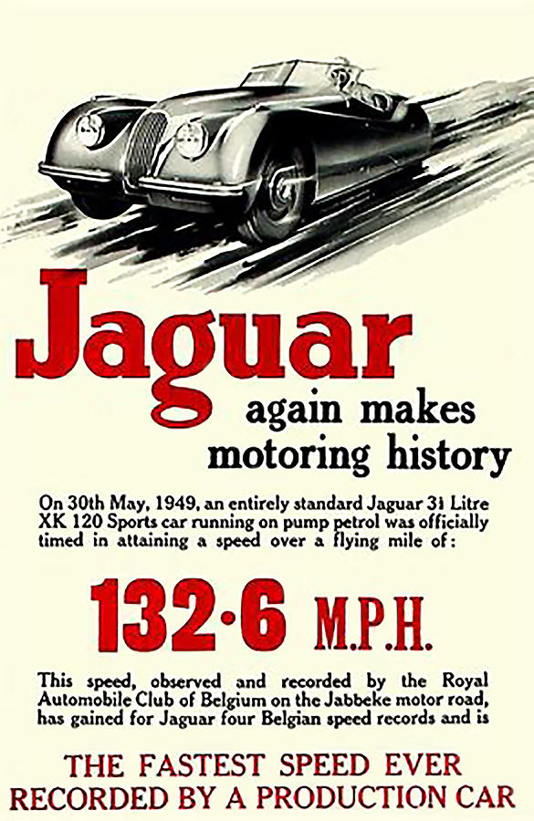Vintage Jaguar Automobile Advert - Circa 1950s Digital Art by Marlene Watson